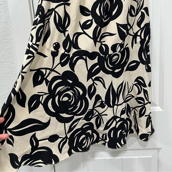 YTK 100% Silk Black Flower Printed Midi Dress Size 6. - Picture 11 of 12